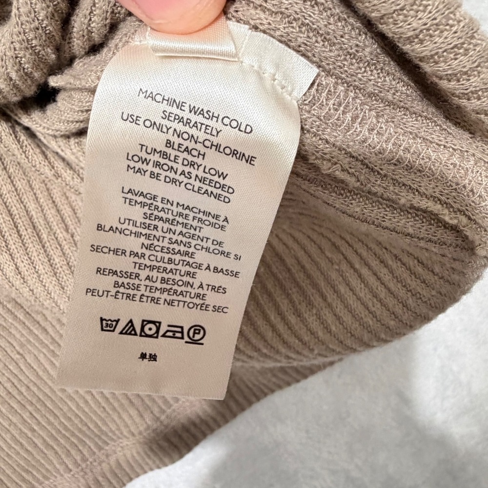 We The Free Free People Womens Sweater Cowl Neck Ribbed Knit Taupe Small Boho - Picture 7 of 9